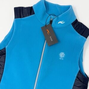 KJUS Women Maxima Vest Blue Fleece Puffer Quilted Full Zip Golf 38 Medium NEW